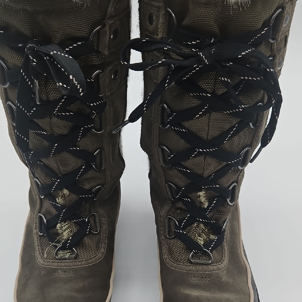 Sorel Women's Tall Olive Winter Boots with Faux Fur Trim - Picture 5 of 15
